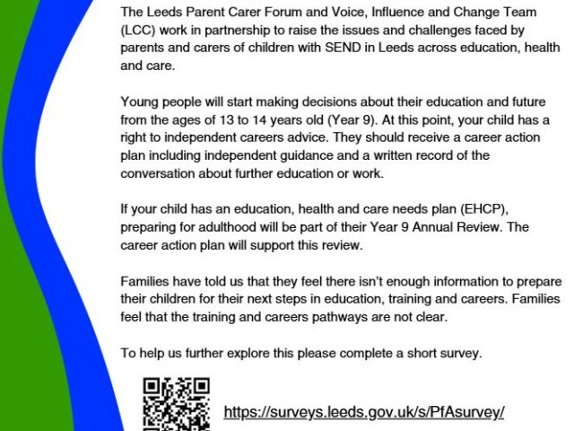 Preparing for adulthood (education, training and careers) – survey for parents and carers